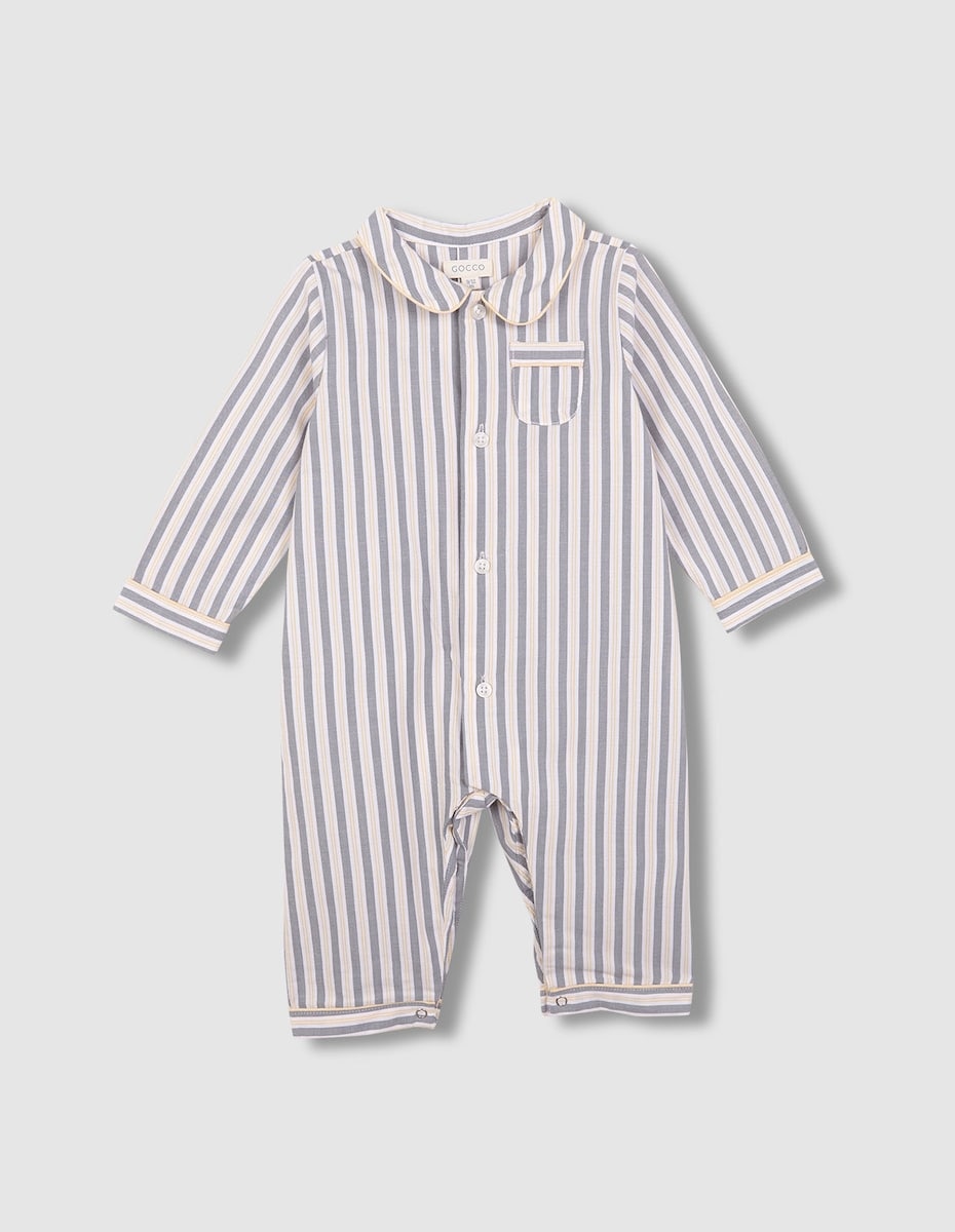 Imagem 0 de Pijama para Bebé Às Riscas com Contraste