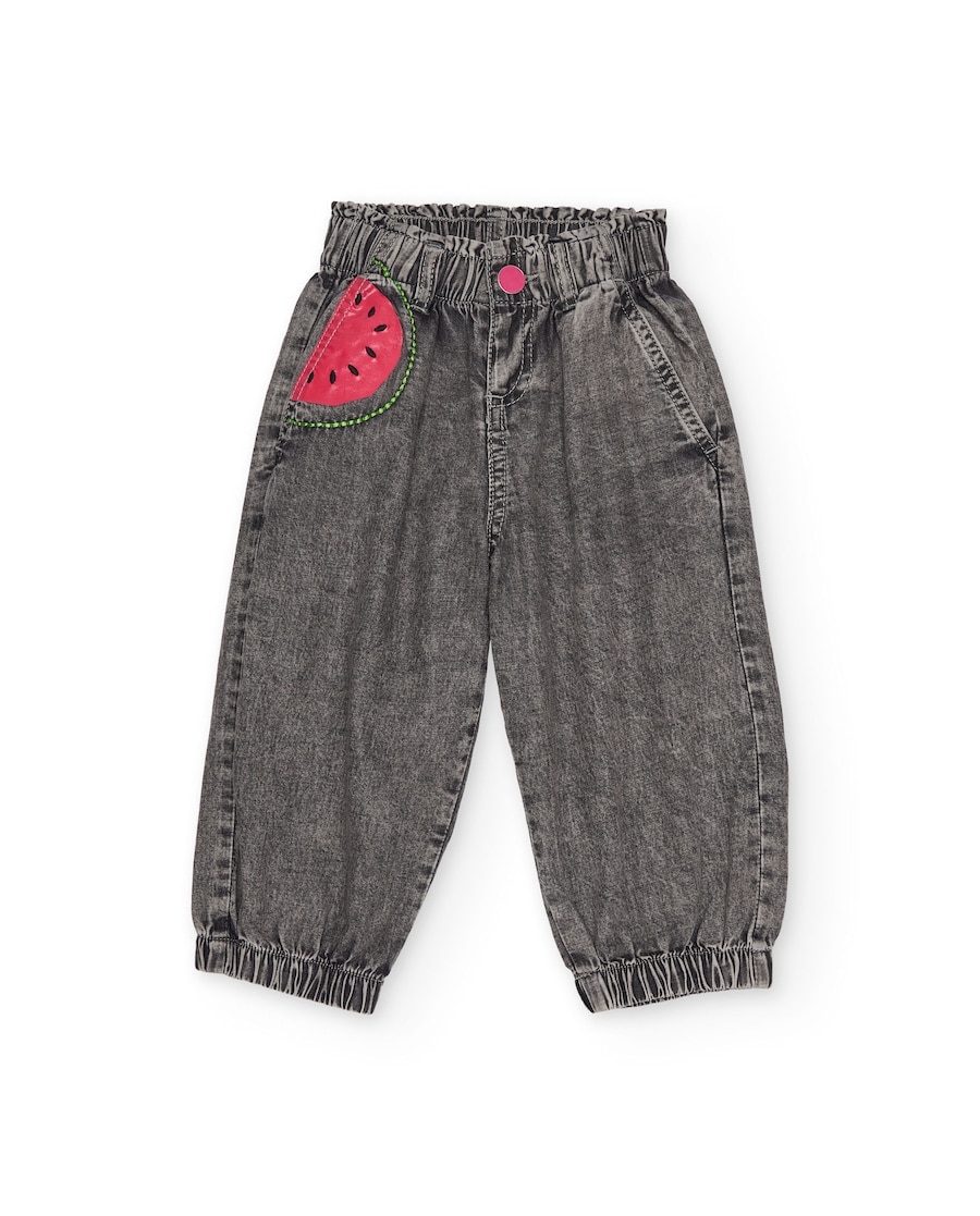 Imagem 0 de Calças de Plana e Denim Efeito Lavagem