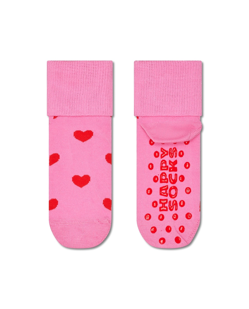 Imagem 0 de Meias Compridas Antiderrapantes Estampadas com Corações - Rosa