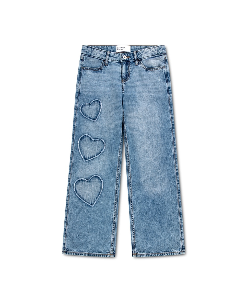 Imagem 0 de Jeans Folgadas de Cintura Baixa com Corações