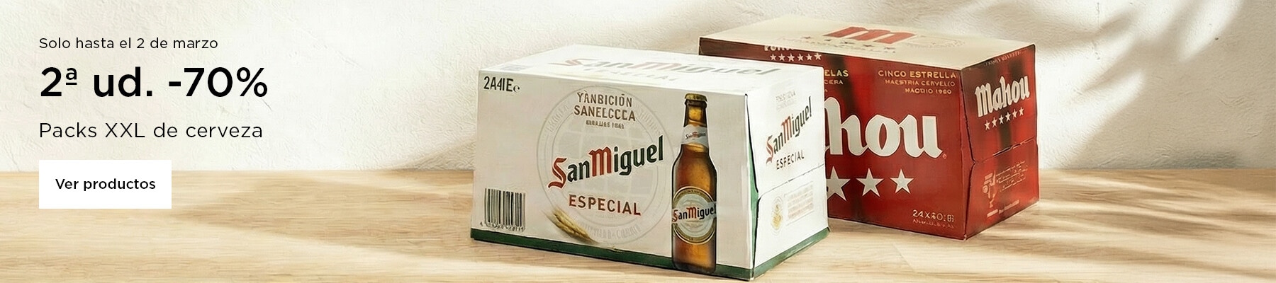 2ª unidad -70% | Packs XXL de cerveza  
