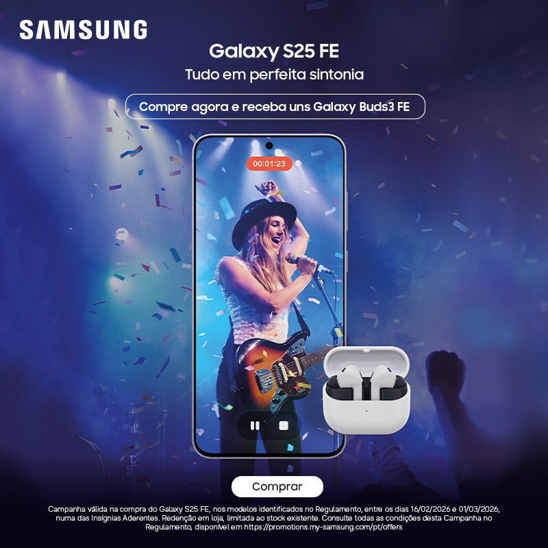 Na compra de um Samsung Galaxy S25 FE, receba de oferta uns Buds 3 FE