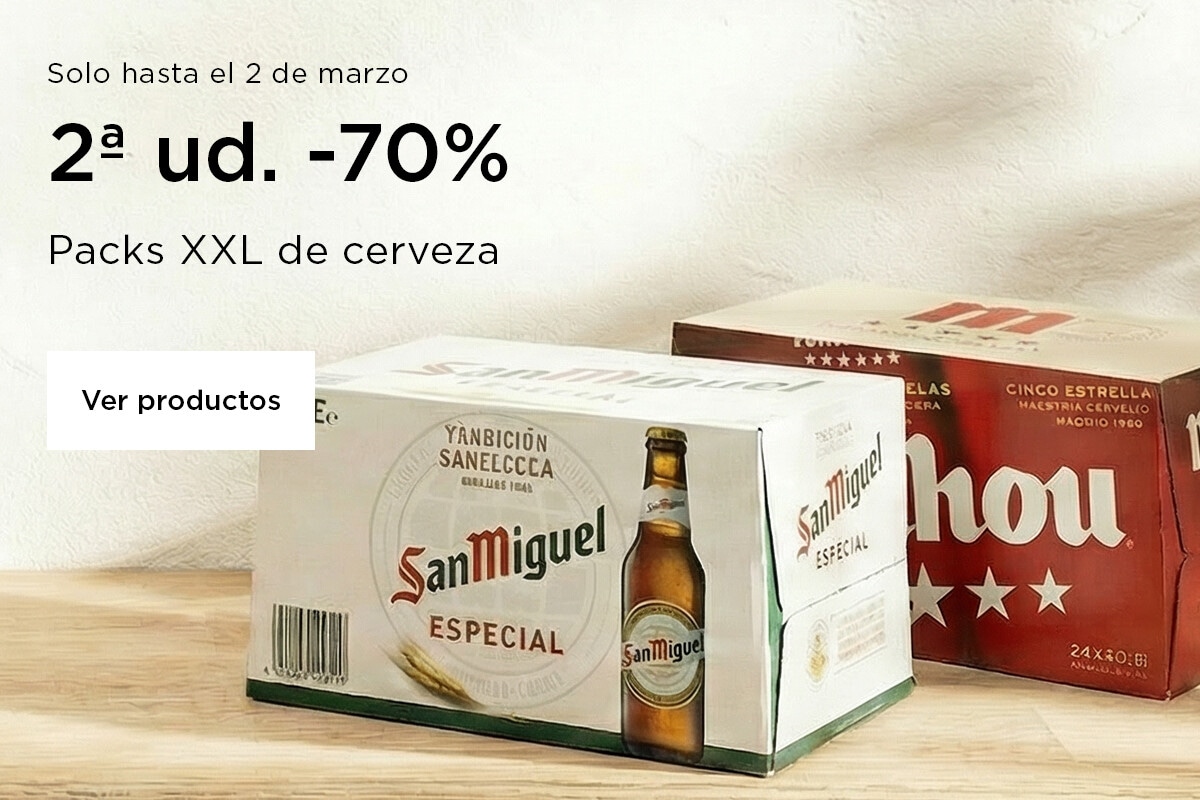 2ª unidad -70% | Packs XXL de cerveza  