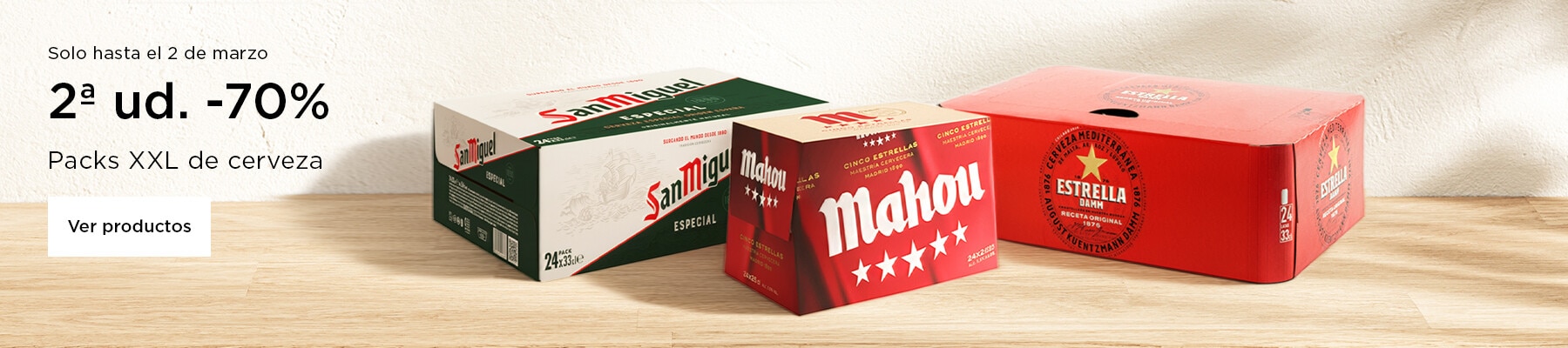 2ª unidad -70% | Packs XXL de cerveza  