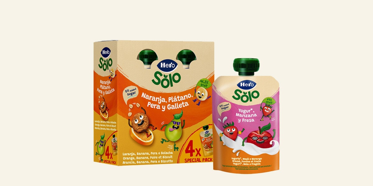Bolsitas de fruta y yogur HERO