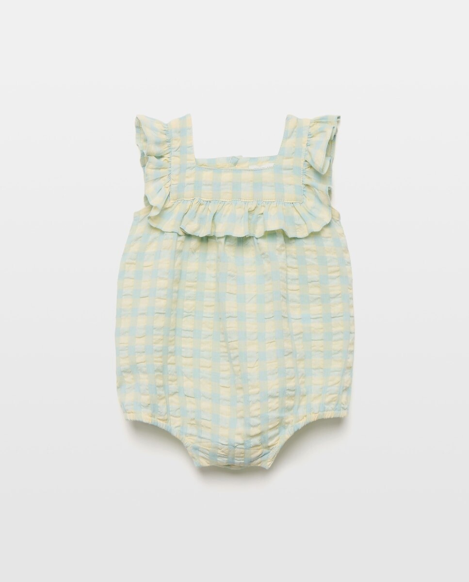 Imagem 0 de Babygrow Curto de Bebé em Seersucker com Alças Vichy