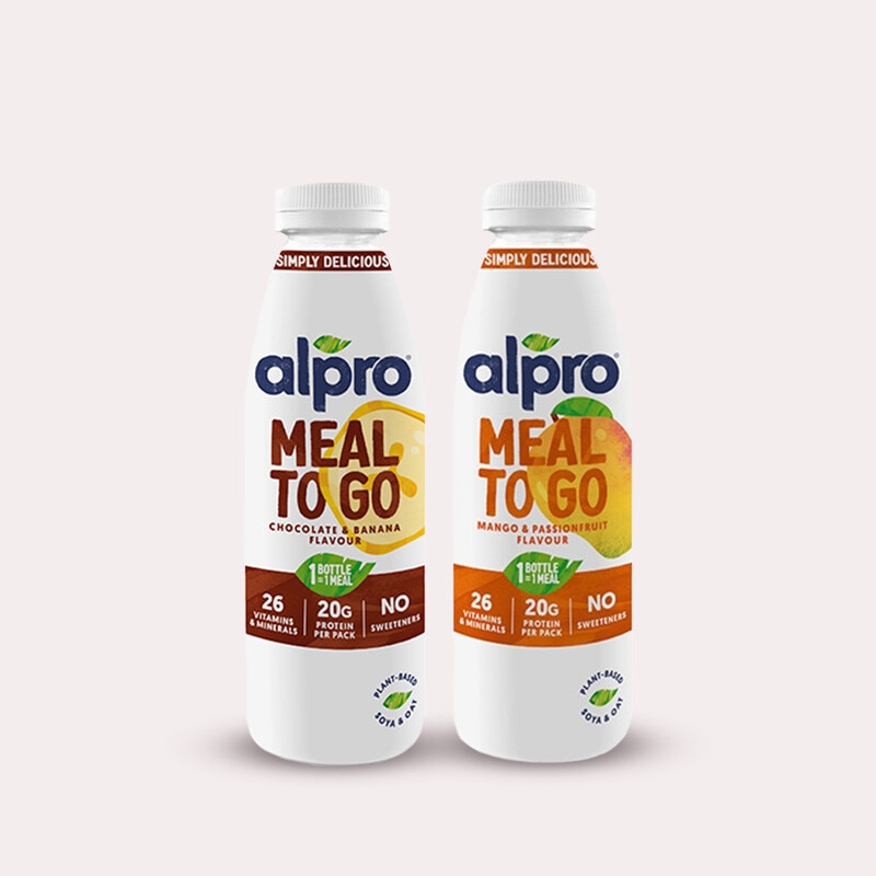 Exclusivo online, oferta Alpro Meal To Go bebida Manga e Maracujá ou Chocolate e Banana 531 g compras superiores a 50€ - 27 de março a 3 de abril
