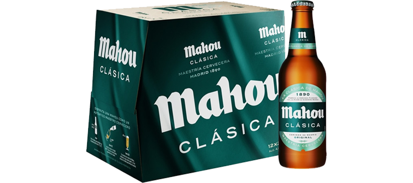 MAHOU CLASICA cerveza rubia original pack 12 botellas 25 cl