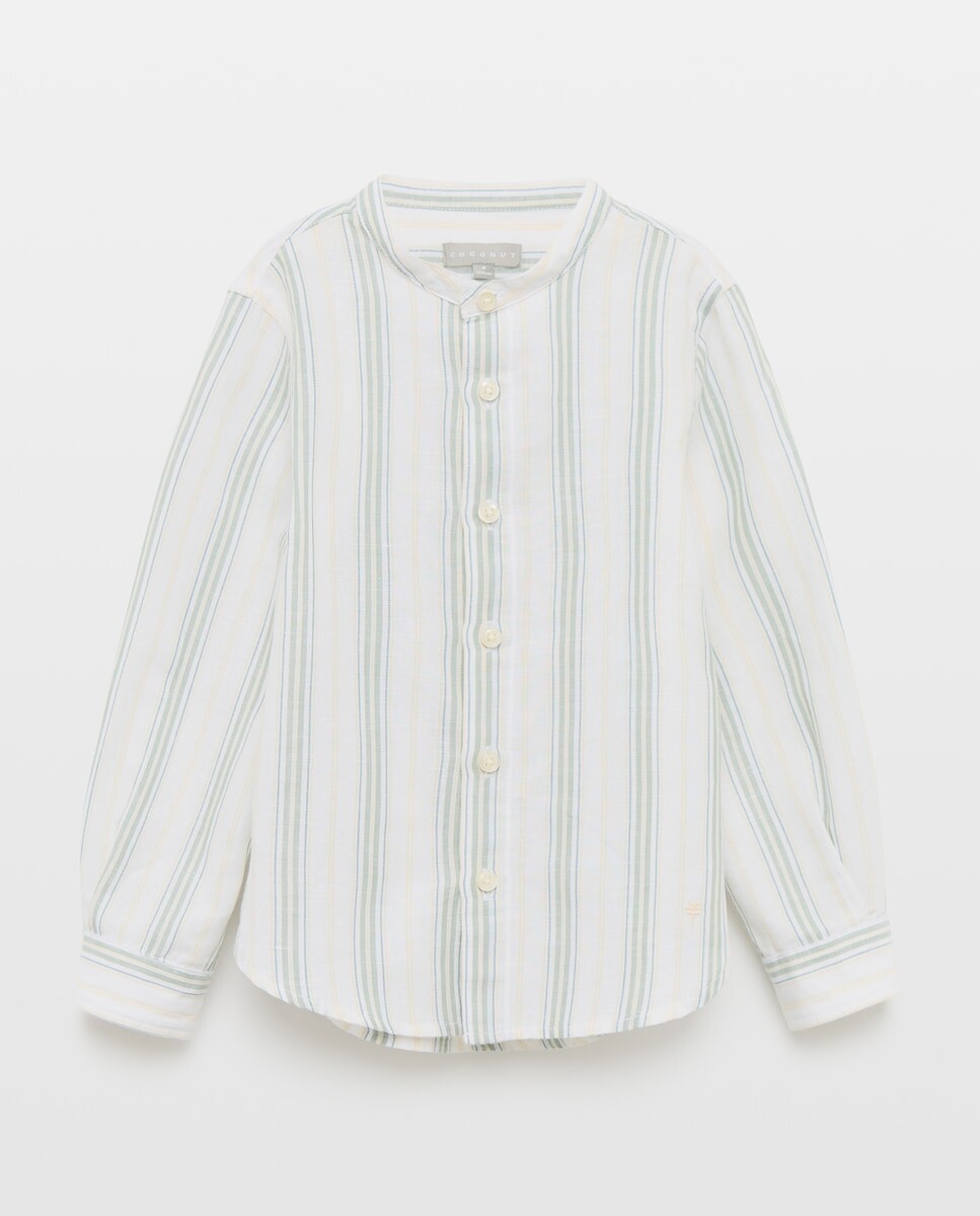 Imagem 0 de Camisa de Manga Comprida e Gola à Padre com Risca de Fantasia