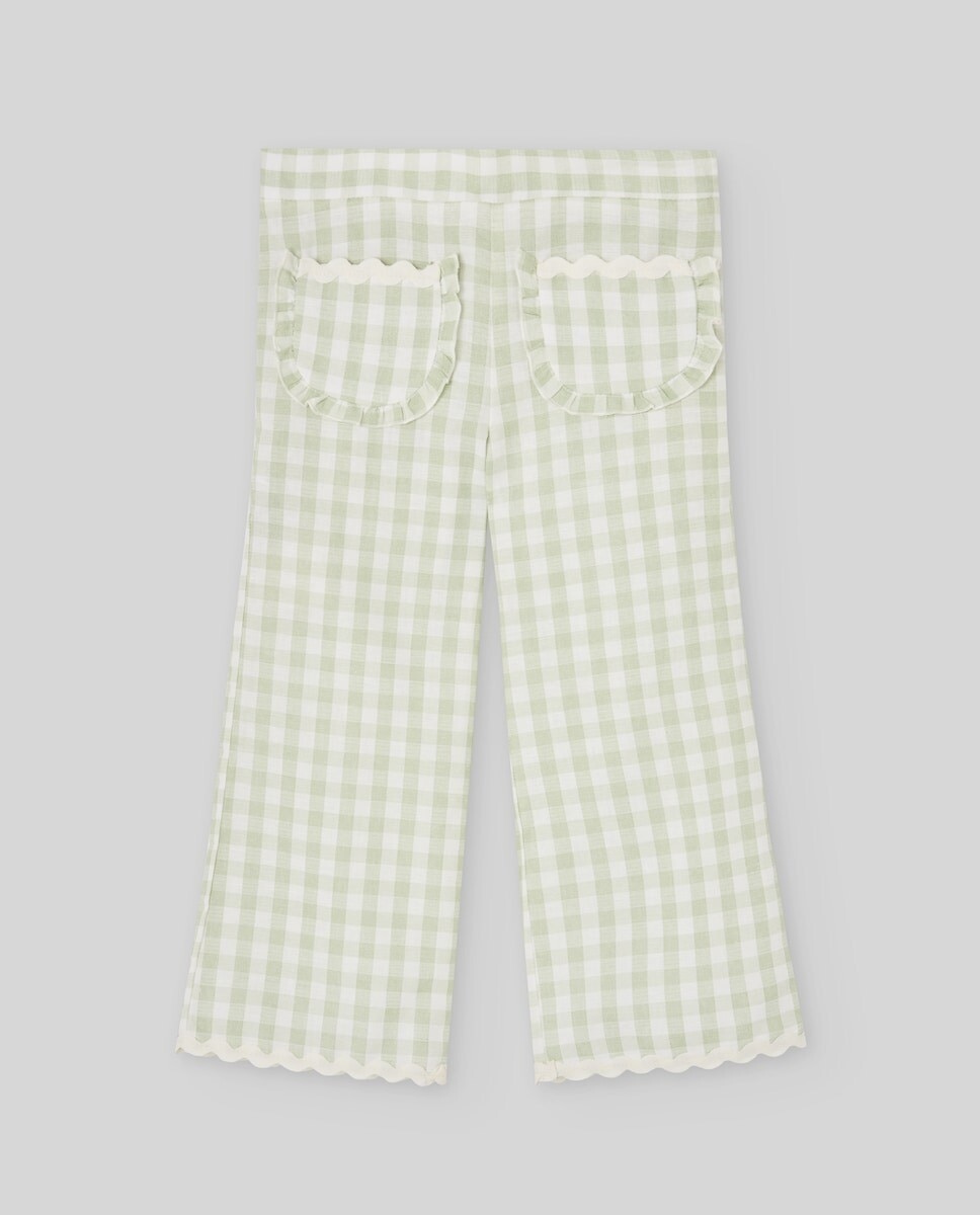 Imagem 0 de Calças Cinco Bolsos Infantil Aos Quadrados com Folhos Coleção Frescura