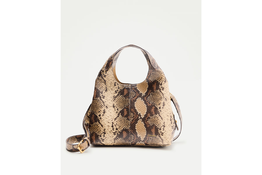 Mala a Tiracolo com Efeito de Pele e Alça Comprida