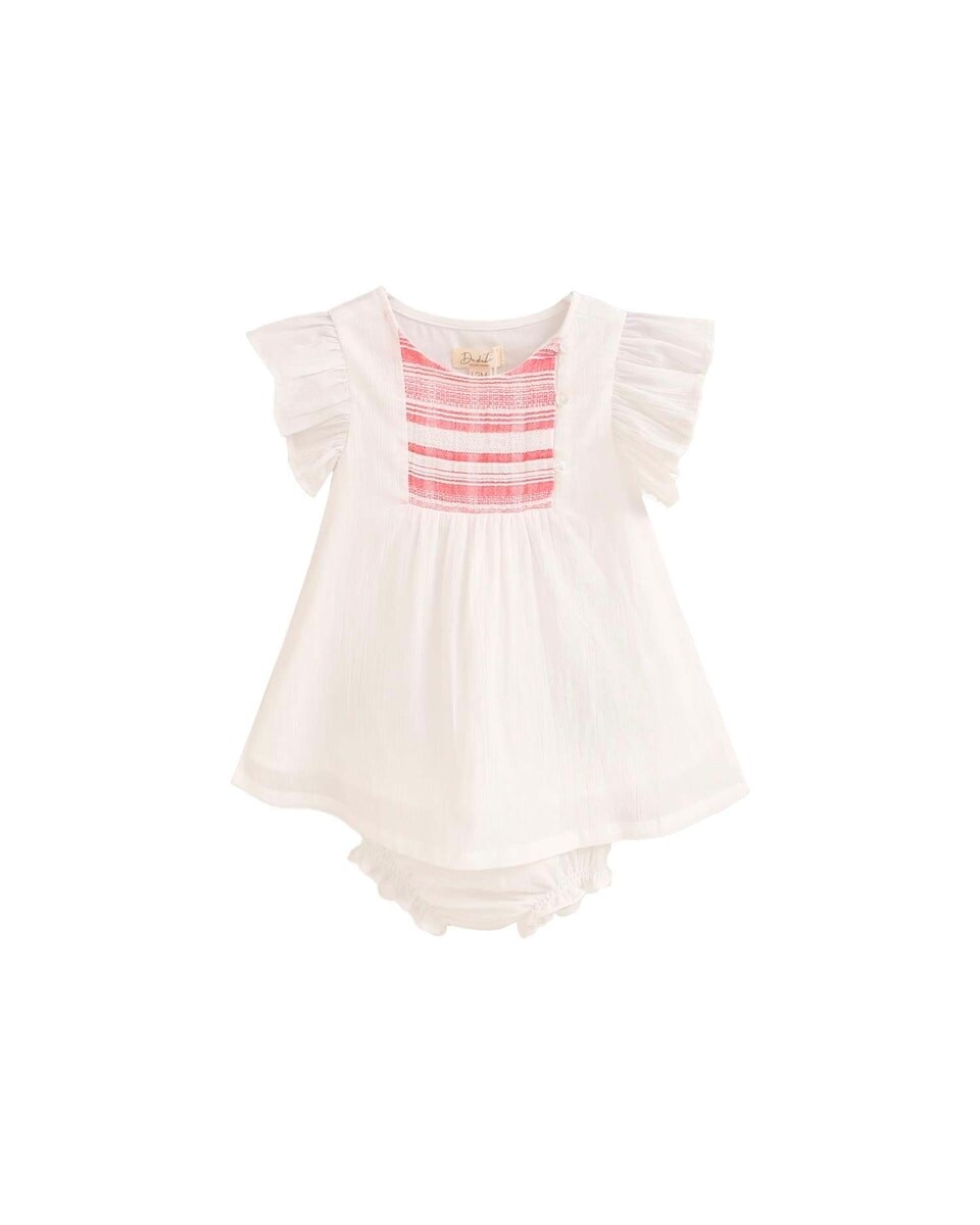 Imagem 0 de Vestido para Bebé com Riscas na Peito e Gola em Conjunto