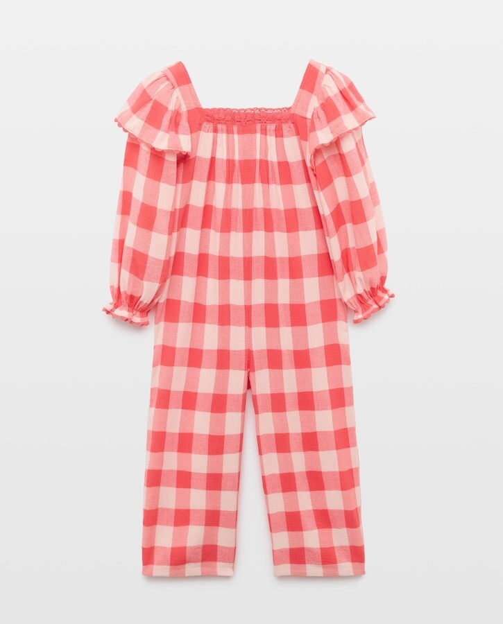 Imagem 0 de Macacão Comprido de Manga Curta com Vichy de Fantasia