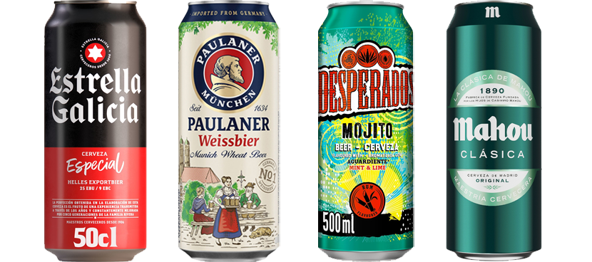 MULTIMARCA Cerveza rubia distintas variedades, lata 50 cl