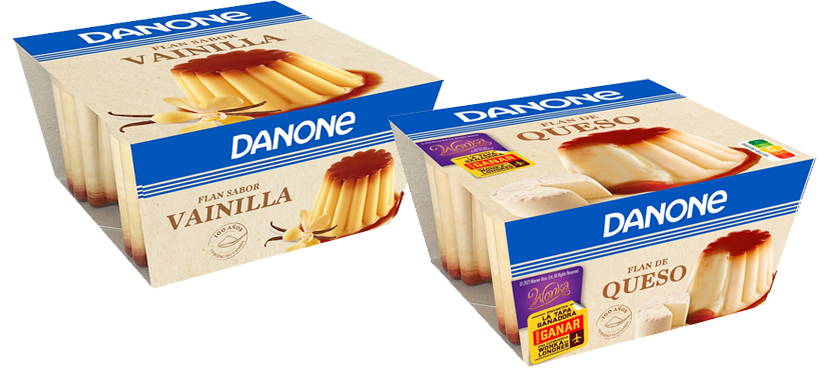 DANONE Flan  de huevo, queso o vainilla packs 4