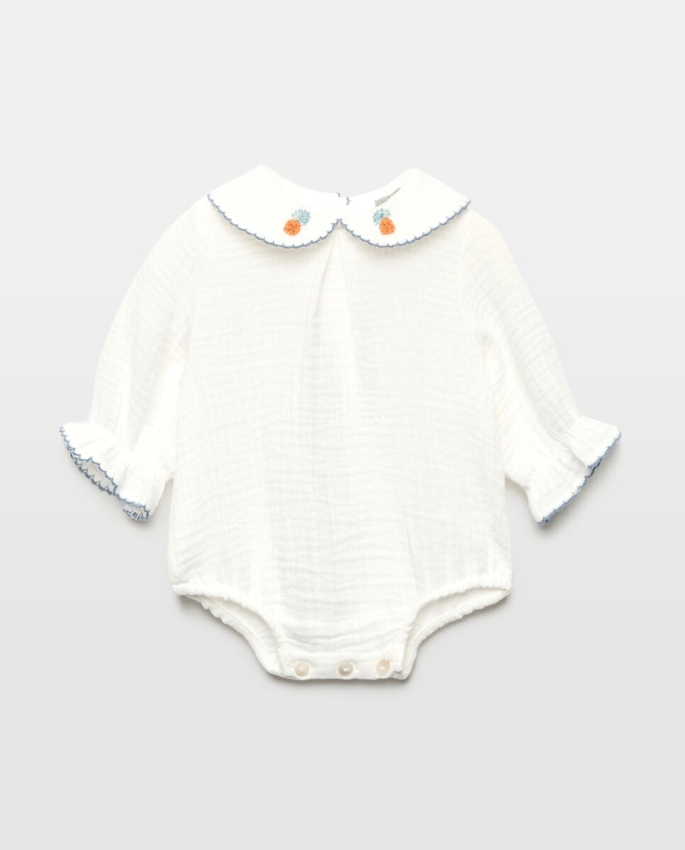 Imagem 0 de Body de Bebé com Manga Comprida e Frutas Bordadas à Mão