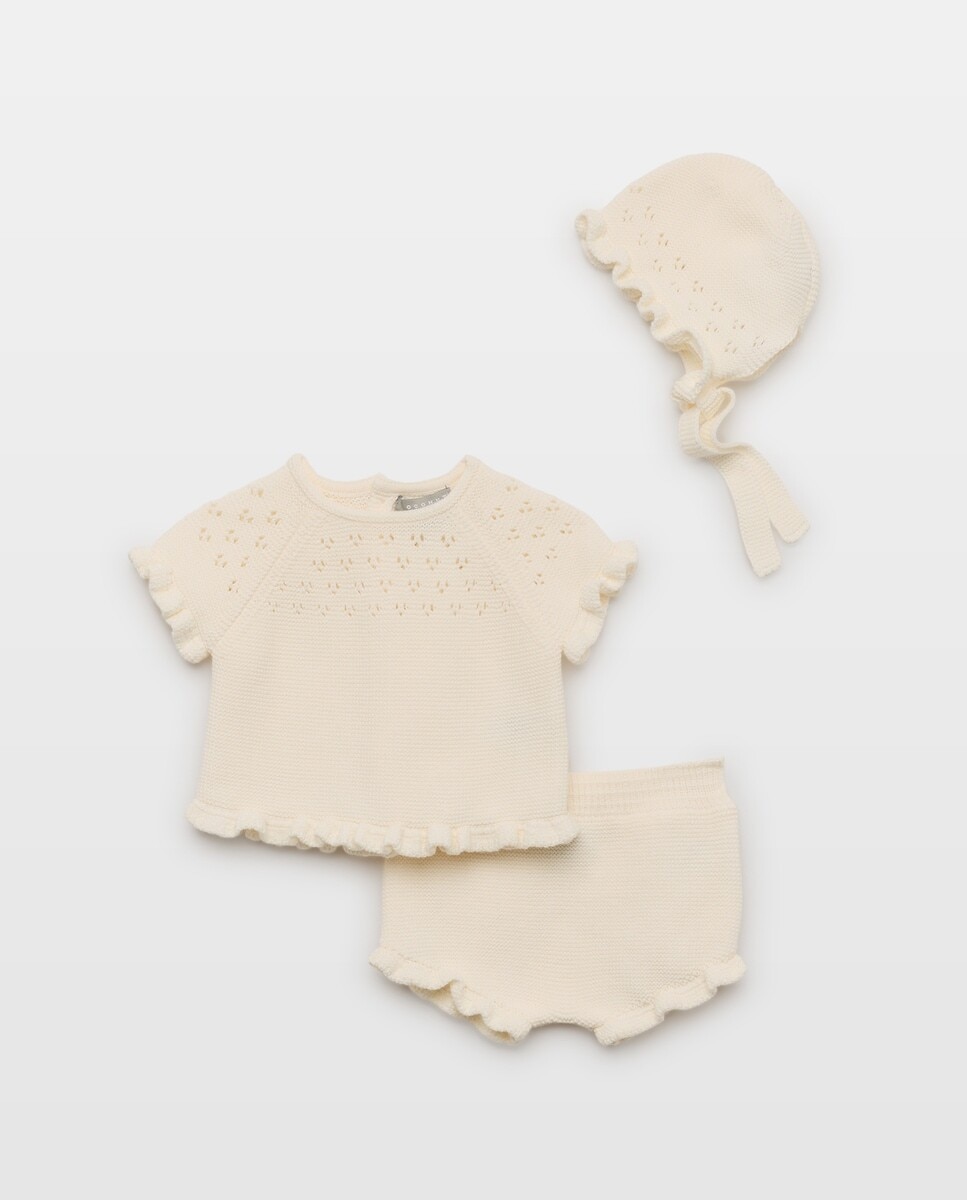 Imagem 0 de Conjunto de 3 Peças de Tricot de Bebé