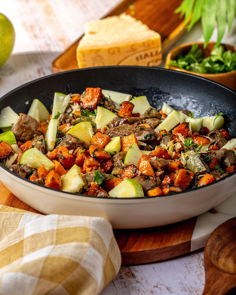 Carne com Batata Doce e Maçã Verde