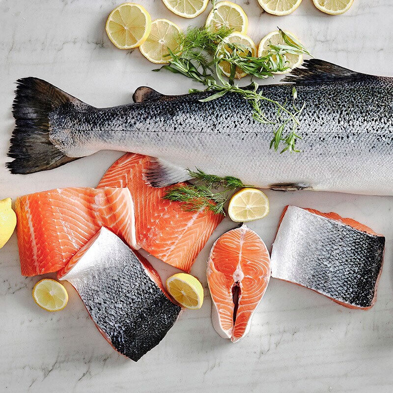 Salmón noruego ASC por medios o enteros