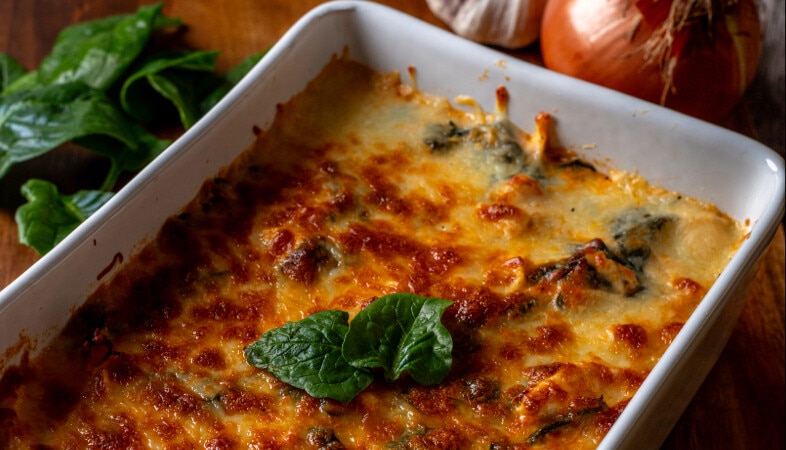 Gratinado de Frango e Espinafres