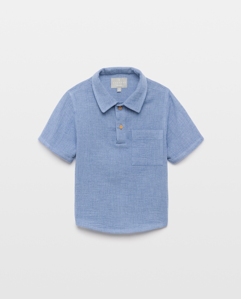 Imagem 0 de Camisa de Manga Curta com Colarinho de Polo com Carcela e Bolso de Chiffon Melange