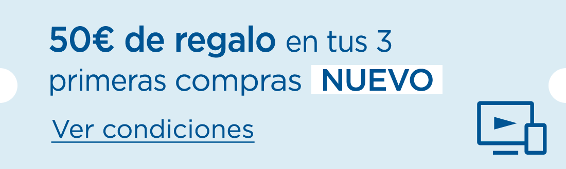 50€ de regalo en tus 3 primeras compras online