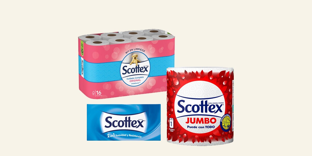 Papel higiénico, cocina y pañuelos Scottex