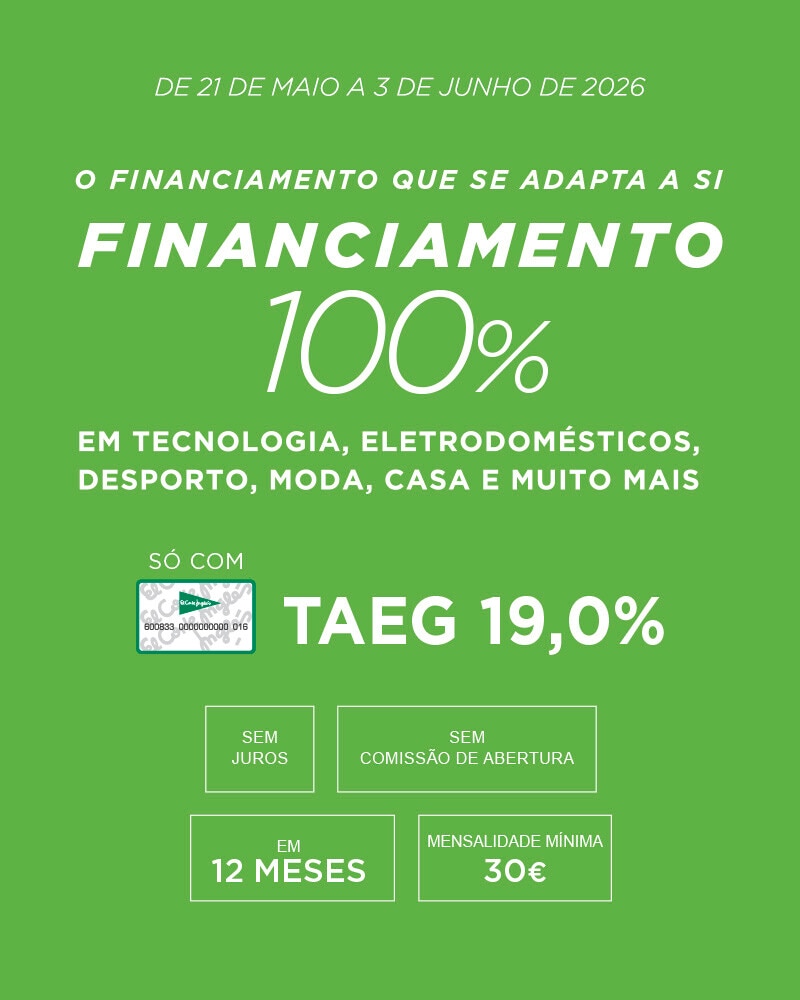 Financiamento 100% em Tecnologia, Eletrodomésticos, Desporto, Moda, Casa e muito mais