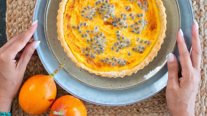 Tarte de Quinoa e Granadilha Tarte de Quinoa e Granadilha