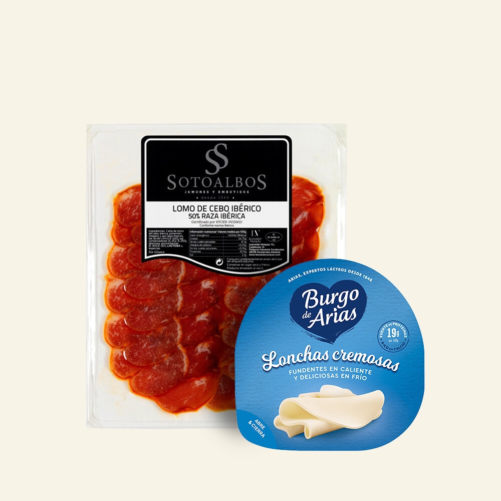 Charcutería y queso envasado