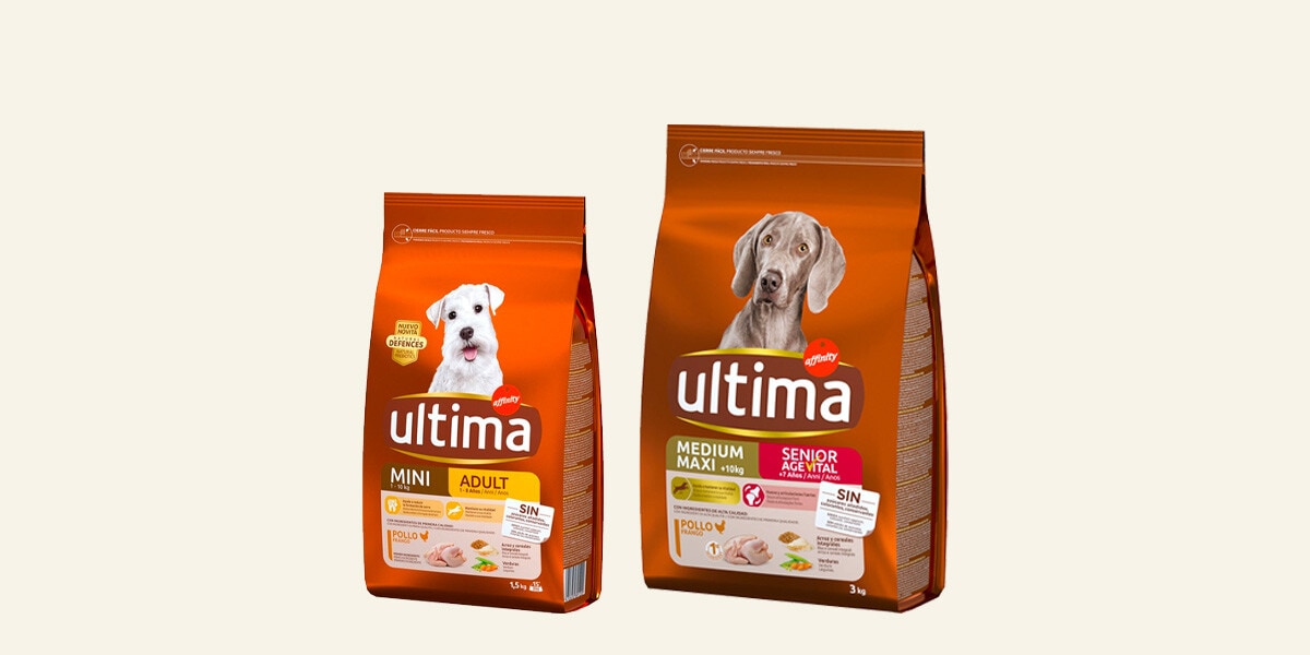 Pienso para perro mini 1,5 kg o mediano maxi 3 kg Ultima