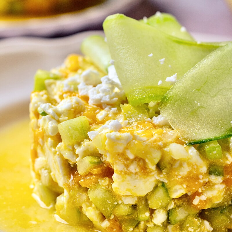 Tartare de pepino e manga